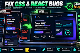 fix responsive css bugs and react tailwind layout issues in 24 hours