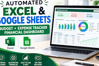 create automated excel google sheets budget expense tracker dashboards