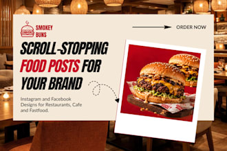 design instagram and facebook posts for your restaurant or food brand