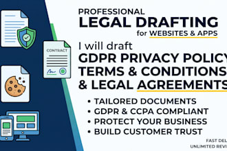 draft gdpr privacy policy, terms and conditions, and legal agreements