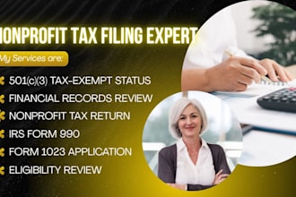prepare and file irs form 990 and form 1023 for nonprofits 501c3 as CPA