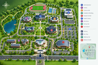design wayfinding maps, campus maps, visitor maps and navigation maps
