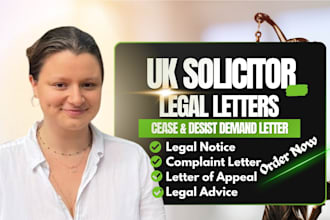 draft cease and desist demand letter letter of appeal as UK solicitor