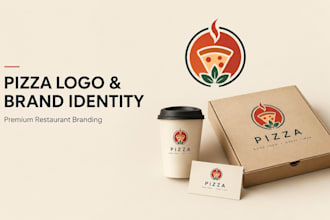 design premium burger and pizza logo, restaurant branding, and visual identity