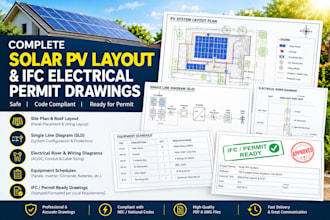 prepare complete solar pv layout and ifc electrical permit drawings