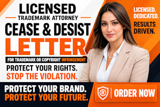 create a cease and desist letter for trademark, copyright, and IP protection