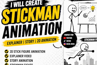 create a professional 2d stickman animation or stick figure explainer video