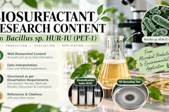 write biosurfactant research content with e24 analysis