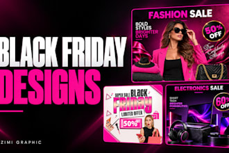 design black friday and cyber monday social media posts and banners