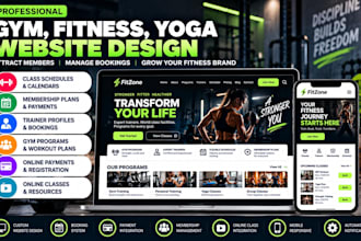 design wordpress gym website, personal trainer website, fitness and yoga website