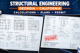 do structural calculation, engineering plans for georgia, california for permit