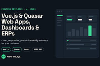 develop an admin panel or dashboard in vue js and quasar