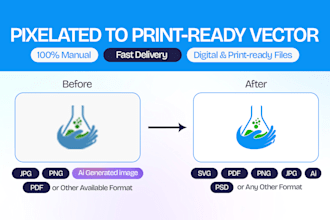 recreate logo in vector, redraw, vectorize your artwork