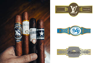 do modern cigar band, cigar label, cigar logo and cigar box design