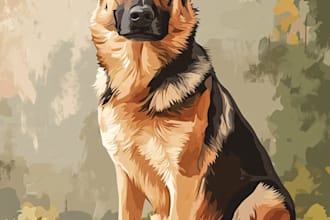 draw pet portrait, vector portrait, animal illustration