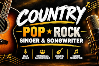be your male country singer, southern rock, pop and traditional rock vocalist