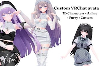 custom vrchat 3d model avatar rig vrchat character anime 3d avatar pc quest