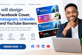 design facebook cover, instagram, linkedln and youtube banners