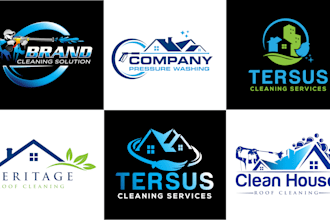 design pressure washing house washing roof cleaning and gutter logo
