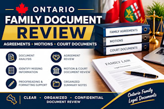 review ontario family agreements motions and court documents