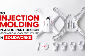 do injection molding plastic part design, mechanical cad enclosure in solidworks