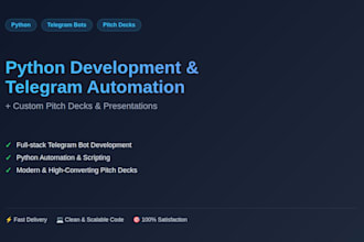 design pitch decks , build telegram bots , and write phytone code
