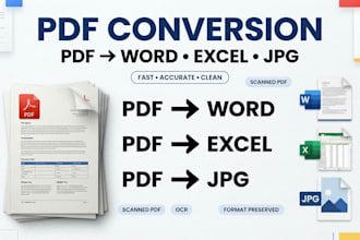 convert PDF to word, excel, jpg and editable documents