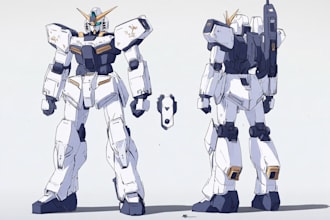 draw mecha robot gundam illustrations