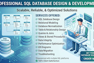 help with sql queries, database design and optimization