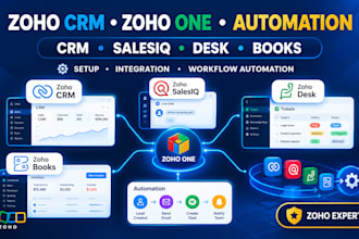 setup zoho CRM zoho one, salesiq, desk books and workflow automation