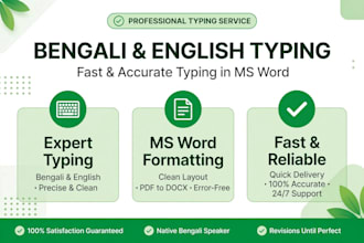 do bengali and english typing and data entry work fast