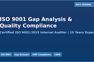 provide iso 9001 gap analysis and quality compliance consulting