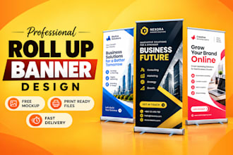 design roll up banner, retractable banner and pull up banner in 12 hours