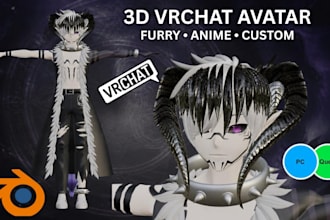 create custom furry vrchat avatar anime 3d model commission