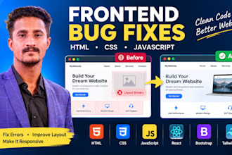 fix HTML CSS javascript bugs and responsive website issues