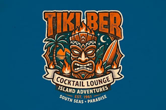 draw tiki ber vintage logo design with 1 day delivery