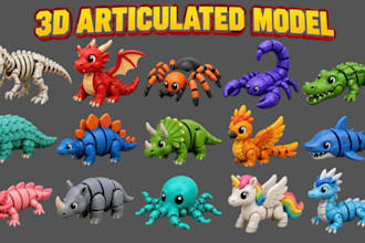 create cute 3d flexi toy, articulated model fidget toy 3d dragon bjd model stl