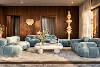 create a modern bedroom design with layout and furniture plan