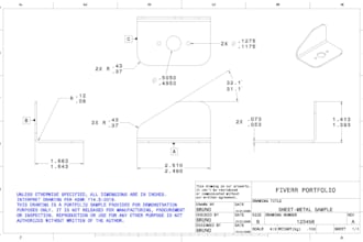 create a 2d manufacturing drawing per asme