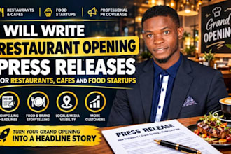 write restaurant opening press releases for restaurants, cafes and food startups