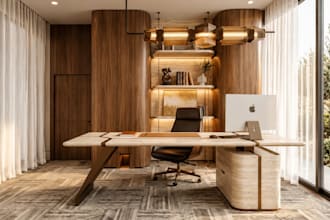 design a functional home office with layout and workspace planning