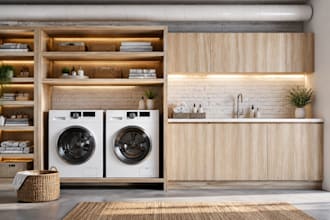 design a functional laundry room and mudroom with storage planning
