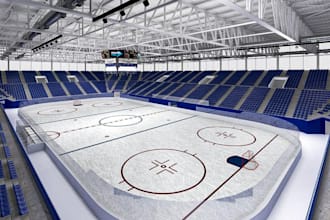 design a 3d ice skating rink and create realistic architectural renders