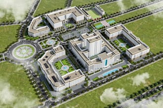 render masterplan, academic campus, urban landscape property, university plan