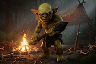 create realistic game ready 3d character with rigging and animations