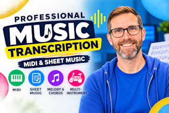 do professional music transcription to midi files sheet music tabs