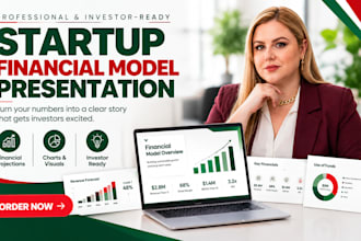 create a startup financial model presentation for investors and fundraising