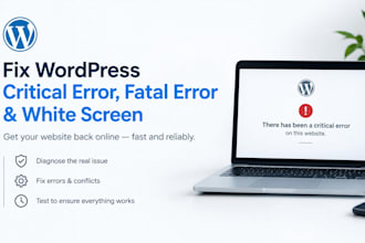 fix wordpress critical error, fatal error and white screen