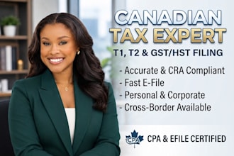 prepare and file canadian personal tax t1 and corporate tax t2 returns
