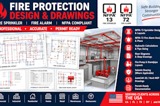 design nfpa fire protection, fire sprinkler and fire alarm plans